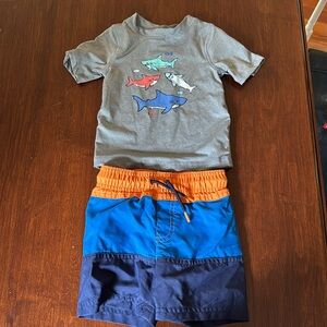 Cat & Jack Kids Shark Swim Set - Gray, Orange, Blue